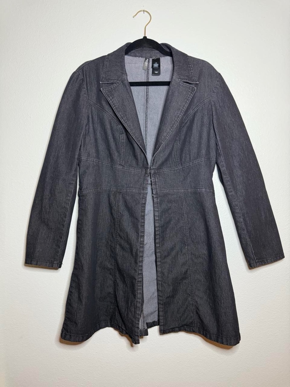Bisou Bisou Long dark blue denim Trench Coat